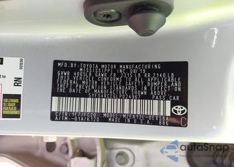 2020 Toyota Corolla Se z USA, uszkodzony, nr VIN 5YFS4RCE6LP024967